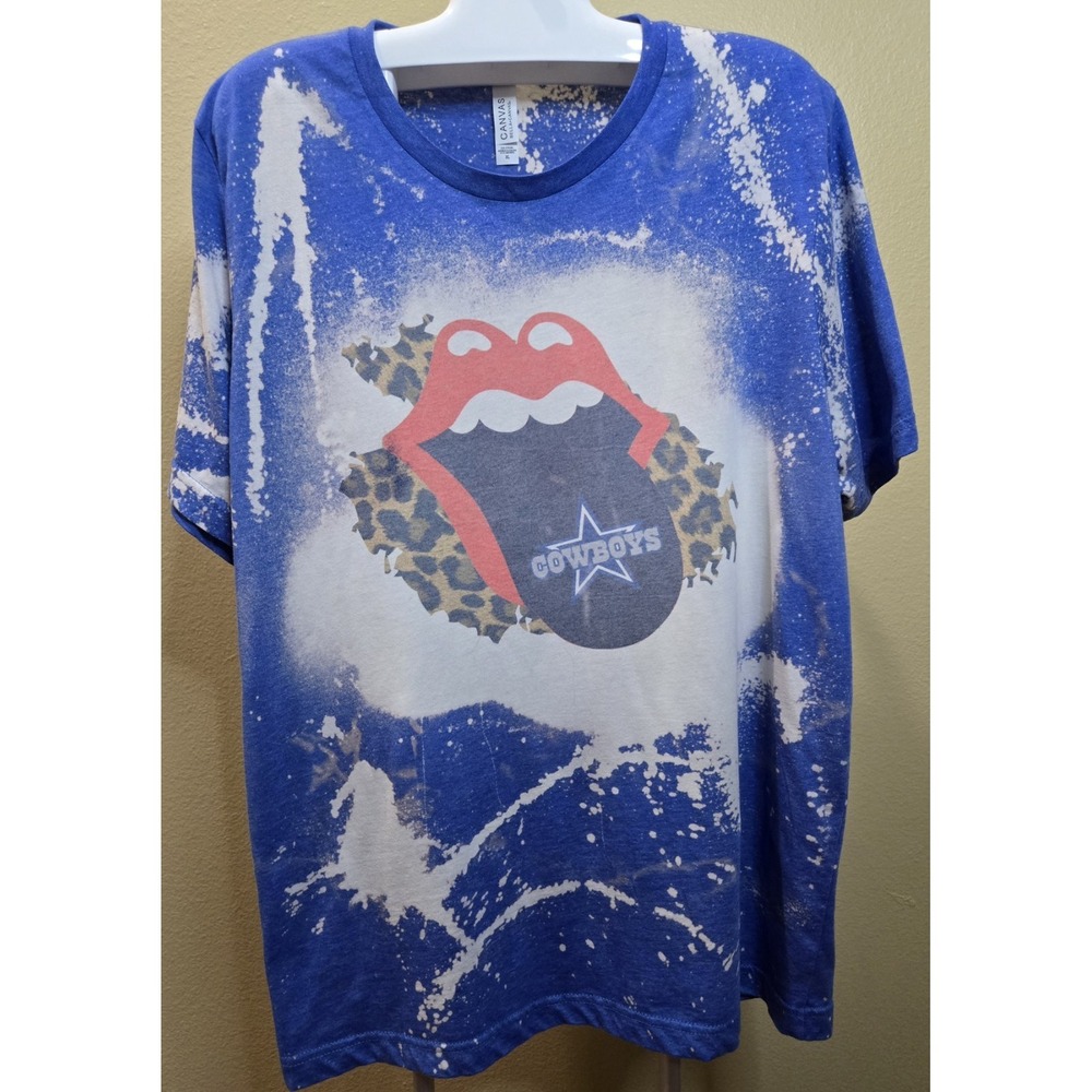 Fun Dallas Cowboys Tie Dye Bella Canvas Tshirt with Leapord Print Size XL